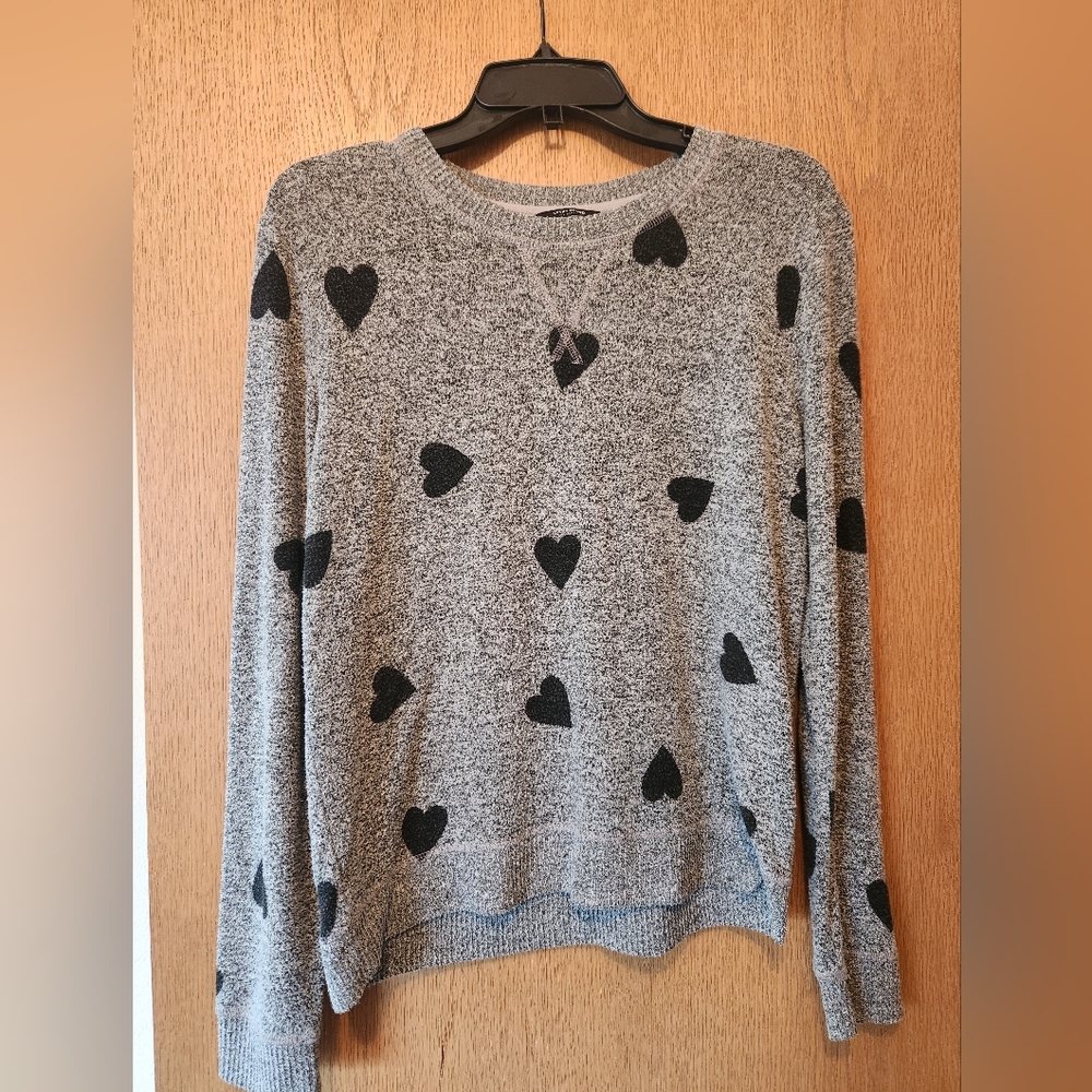 Lucky brand grey and black heart sweatshirt